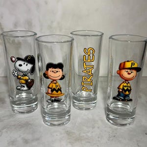 Peanuts Inspired Shot Glasses | Pittsburgh Baseball | Tailgate Party Decor
