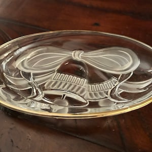 Vintage Mikasa Christmas Candy Dish, Gilded Bells Etched Glass