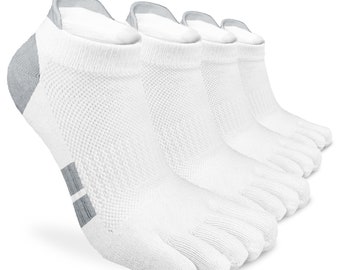 Size XL 10 - 12 (4Pairs) / Soxsense Toe Socks Ankle Premium Cotton Five Finger Toe Socks  Lightweight for Running and Walking