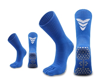 Grip Toe Socks: Soxsense Five Finger Cotton Socks for Pilates, Workout (2 Pairs)