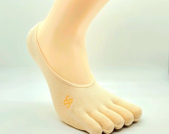 3 pairs [Soxsense] No Show Toe Socks - Premium Cotton  (Size M)