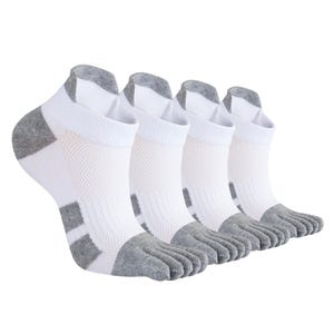 Size 6 - 14 (4Pairs) / Soxsense Toe Socks Ankle Premium Cotton Five Finger Toe Socks  Lightweight for Running and Walking