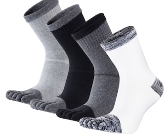 4 pares / calcetines Soxsense con dedos de algodón de primera calidad para correr/caminar ligeros (talla 6-9,5)