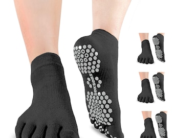 Grip Toe Socks 3-Pack: Non-Slip Ankle Socks for Yoga, Pilates