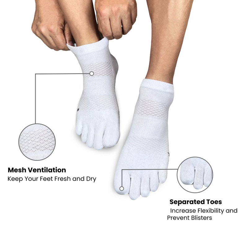 Cushion Running Toe Socks Athletic Five Finger Socks White Toe Etsy
