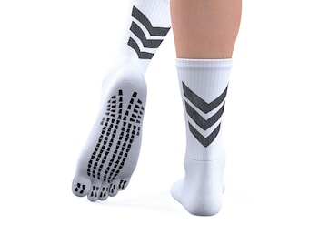 2 Pair Women's Cotton Toe Socks: Non-Slip Yoga Pilates Grip Socks