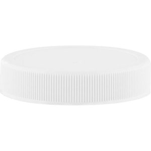 May include: White plastic lid with a ribbed edge.