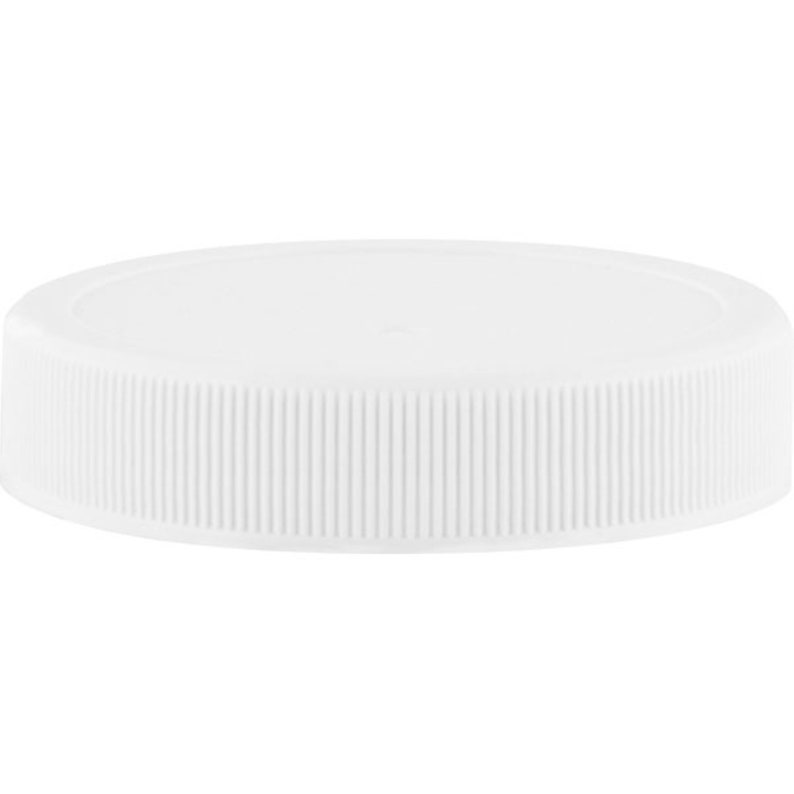 May include: White plastic lid with a ribbed edge.