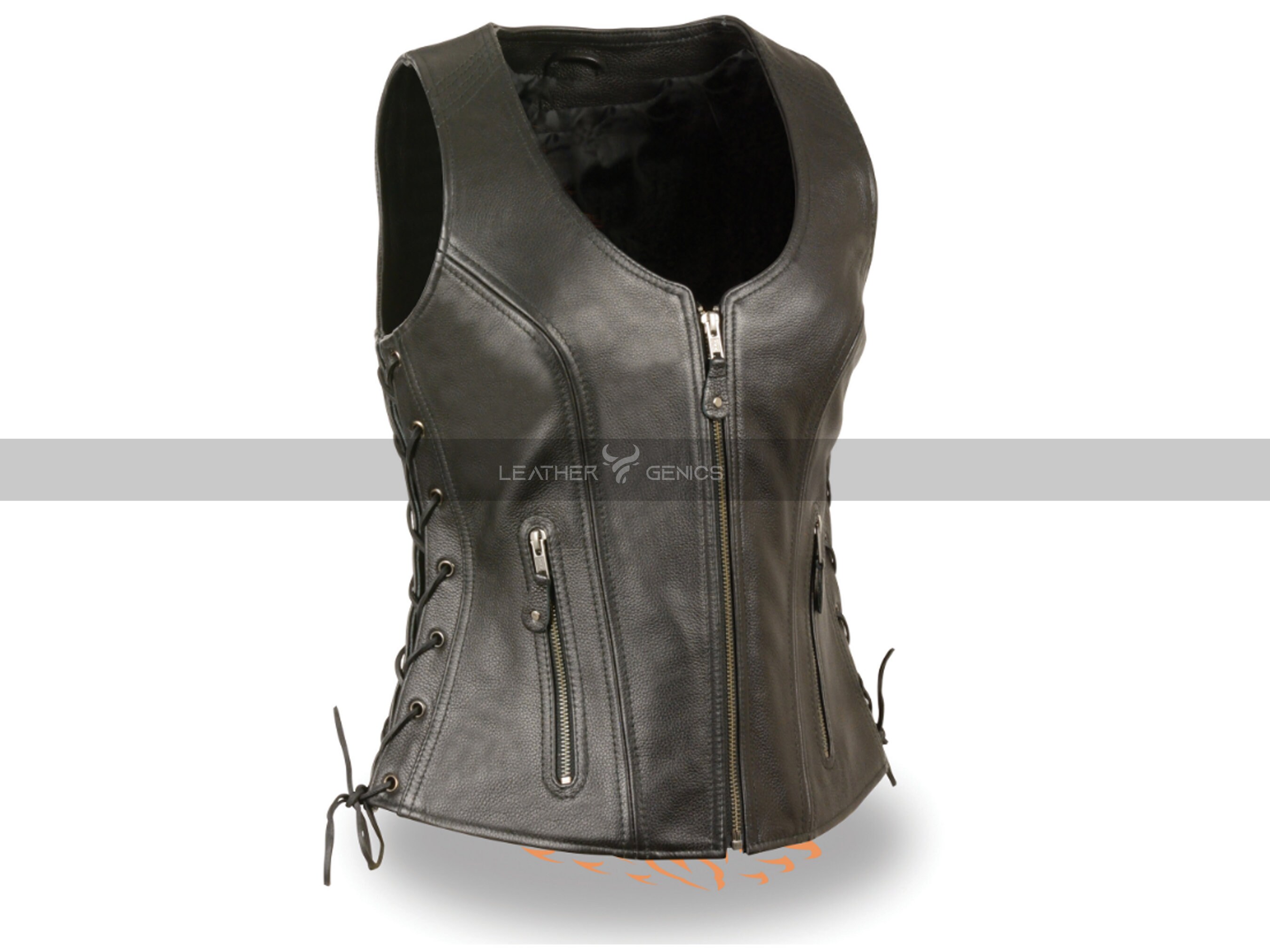 Leather Women Biker Vest handmade 