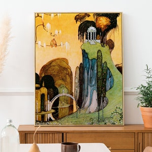 Beautiful vintage fairytale art by Kay Nielsen, Colorful vintage wall art, Kay Nielsen illustration, the Golden Age of illustration.
