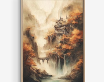 Fluss Landschaft Tinte und Aquarell Illustration, Kraftring Fine Art Print, Gemeinschaft Fluss Poster.