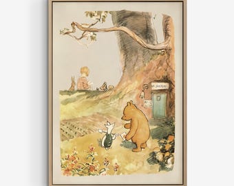 ヴィンテージのくまのプーさんの本のイラスト、保育園用のレトロな印刷