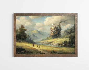 Howl's Moving Castle Poster, Hayao Miyazaki Inspired Anime Painting Printed on Premium Matte Paper.