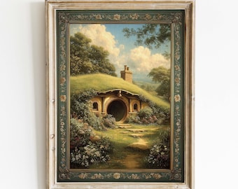 Unique House in Fantasy Valley Landscape Fine Art Print, Fantasy House Power Ring Landscape Wall Art, Fellowship Poster.