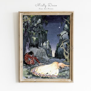 Enchanting French Fairytale Wall Art by Virginia Sterrett, Fairy Tale Illustration, Whimsical Kids Room Art, The Golden Age of Illustration.