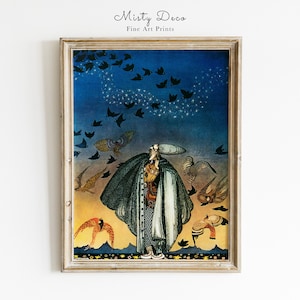 Fantastic vintage illustration by Kay Nielsen, Digital download fairytale wall art, printable fantasy art, the Golden Age of Illustration.