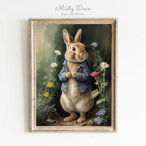 Vintage Peter Rabbit Illustration, Kaninchen-Kinderzimmer-Wandkunst, druckbares Kaninchen-Kinderzimmer-Poster Beatrix Potter Aquarelldruckkunst.