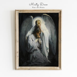 Jesus Printable Wall Art, Agony in the Garden by Frans Schwartz, Angel and Jesus Gethsemene, Christian Print Art, Christ and the Angel.