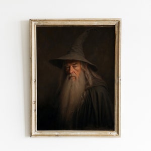 Dark Moody Fantasy Magier Portrait Öl Gemälde, Gefährten Wandkunst, Ring der Macht Poster.