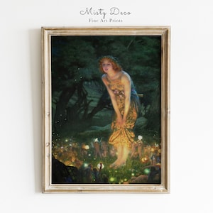 Midsummer Eve by Edward Robert Hughes Printable Wall Art, The Golden Age of Illustration, Fairy Whimsical Fairies Magical Wall Decor.