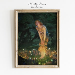 Midsummer Eve by Edward Robert Hughes Fine Art Print, The Golden Age of Illustration, Fairy Whimsical Fairies Magical Wall Decor.