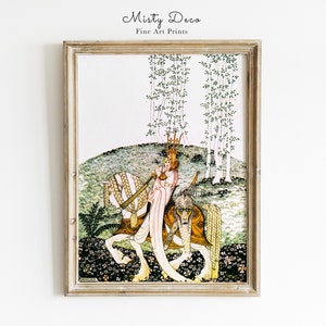 Prince on Horse Illustration by Kay Nielsen, Vintage Art Deco Fairy Tale Wall Art, Printable Kids Room Wall Decor, Old Storybook Wall Art.