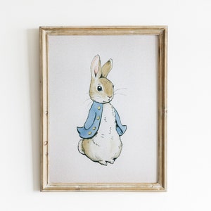 Beatrix Potter Peter Rabbit Illustration, Benjamin Bunny Nursery Wall Art, Cute Printable Rabbit Poster for Children&#39;s Room.