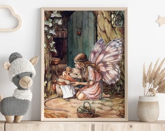 A Fairy's Kiss Illustration by Cicely Mary Barker, Vintage Fairy