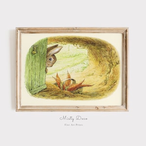 Beatrix Potter Rabbit Poster for Children&#39;s Room, Cute Bunny Nursery Wall Decor, Printable Rabbit Art for Children&#39;s Room.