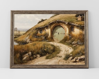 Unique House in Fantasy Valley Landscape Fine Art Print, Fantasy House Power Ring Landscape Wall Art, Fellowship Poster.