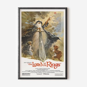 Póster retro de la película El Señor de los Anillos (1978), La Comunidad del Anillo, Impresión de Bellas Artes de ESDLA.