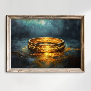 The One Ring Oil Painting, Fantasy Fellowship Wall Art, Ring of Power Poster.