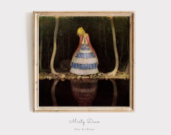 Impression d'art princesse par John Bauer, affiche folklorique de la princesse, art mural contes folkloriques, illustration de l'âge d'or, impression d'art pour chambre d'enfants.