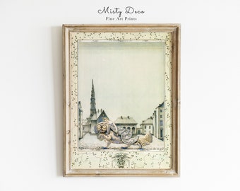 Illustration de conte de fées vintage par Kay Nielsen, vieille illustration de livre de contes, art mural de conte de fées vintage imprimable, âge d'or de l'illustration