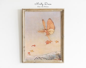 Whimsical Fairy Wall Art by Ida Rentoul Outhwaite, Girls Room Vintage Fairy Art, Enchanting Nursery Printable Poster.