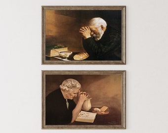 Grace and Gratitude, Famous Christian Photo Art by Eric Enstrom, Praying Over Bread, Pray to Jesus, Praying Man and Woman, Old  Man Pray.