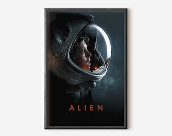 Póster de película Alien de 1979, arte mural de ciencia ficción retro, arte de póster de ciencia ficción.
