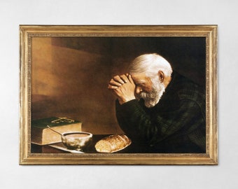 Grace By Eric Enstrom Digital Download. Man Praying Over Bread Printable Art. Vintage Printable Art. Old Photography Wall Art.