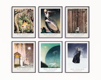 Kay Nielsen Collection, Best of Kay Nielsen, Kids Room Wall Art, Fairy Tale Art, Fairytale Vintage Gallery Wall, Girls Room Posters.