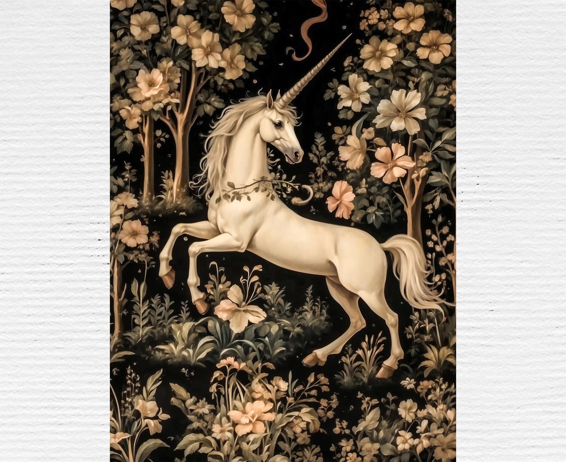 Vintage Medieval Unicorn Flower Tapestry Print Art Magical Aesthetic Unicorn Wall Art Unicorn Folklore Poster Dark Fairy Tale Art. Etsy