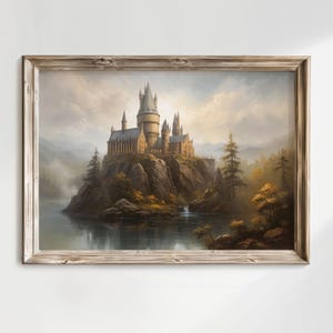 Fantasy Wizard School Oil Painting, Wizard Academy Poster Art, Wizarding Castle Fantasy Fine Art Print.