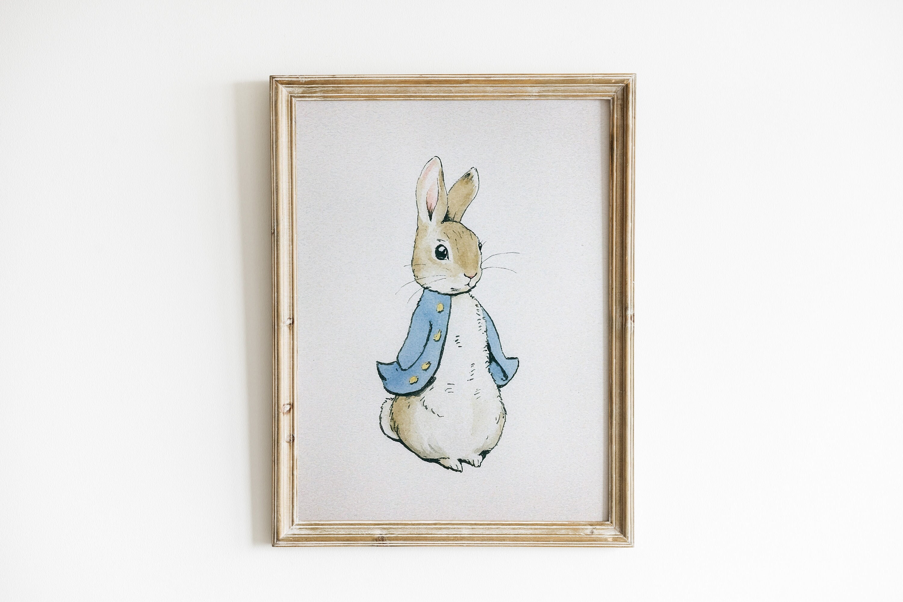 Beatrix Potter Peter Rabbit Illustration, Benjamin Bunny Nursery Wall Art, Cute Printable Rabbit Poster for Children's Room.