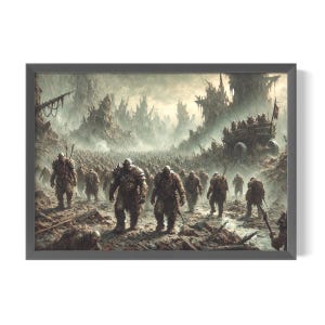 Orc Army in Mordor Fantasy Wall Art, Unique Dark Fantasy Poster, Digital Download Orc Fantasy Print Art, Fantasy Oil Painting.
