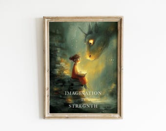 Imagination is Strength, Book Lover Wall Art, Bookish Poster Printed on Premium Matte Paper.