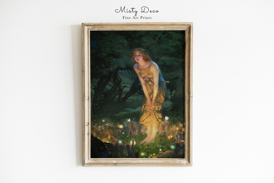 Midsummer Eve by Edward Robert Hughes Printable Wall Art, the Golden