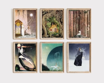 Kay Nielsen Collection, Best of Kay Nielsen Vintage Whimsical Illustrations, Golden Age of Illustration, Fairy tale Vintage Gallery Wall.
