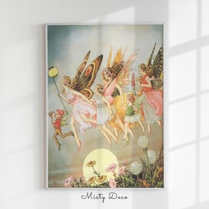 Fairies Rush To Carnival! Vintage Fairy Painting, Fairy Fine Art Print for Nursery by Ida Rentoul Outhwaite.