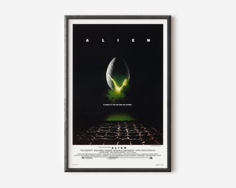 Póster de película retro Alien 1979, impresión de bellas artes de ciencia ficción.