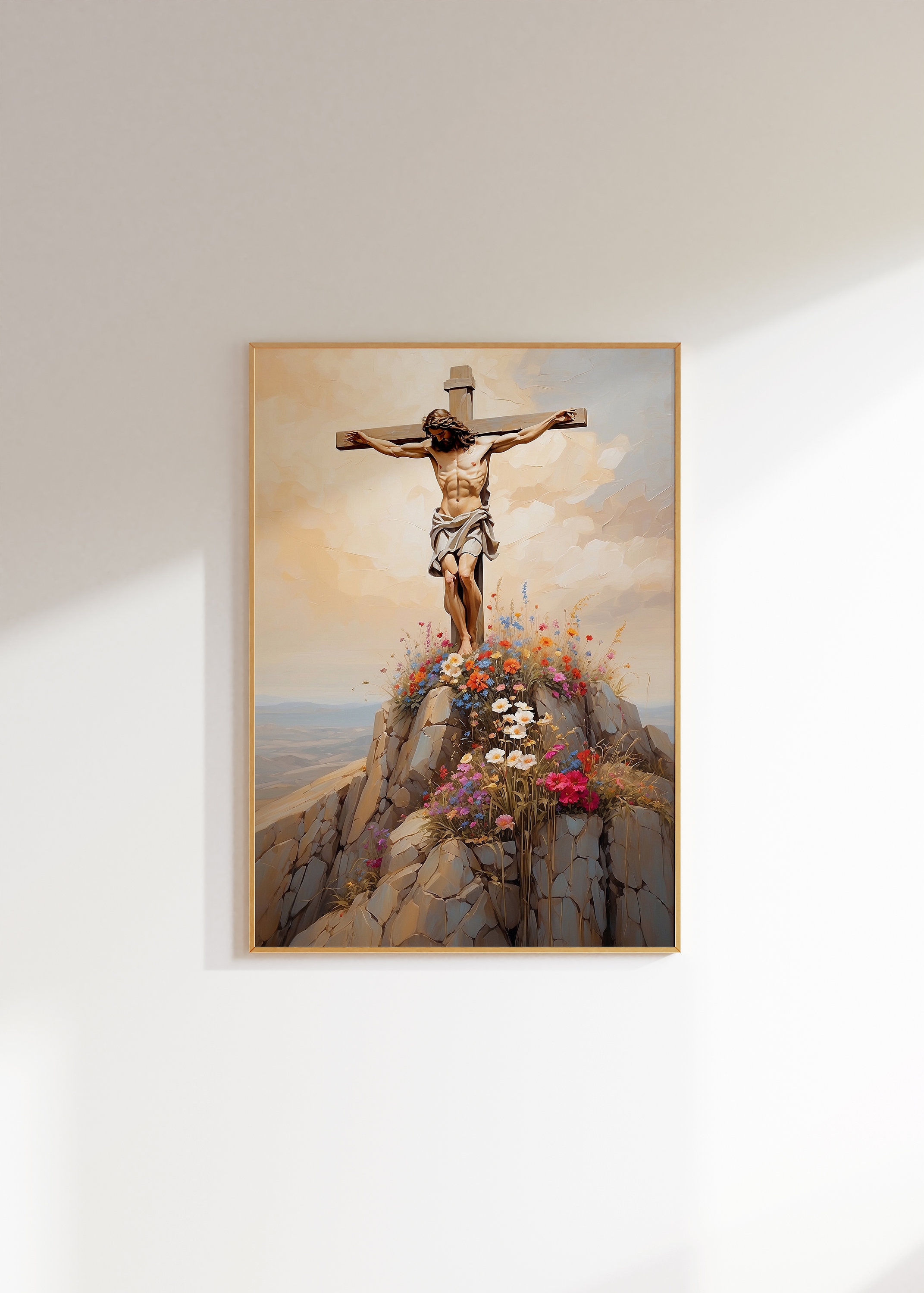 イエス・キリスト ヴィンテージ 絵画 額縁 蚤の市 INRI 十字架 アート イエス・キリスト ヴィンテージ 絵画 額縁 蚤の市 INRI 十字架