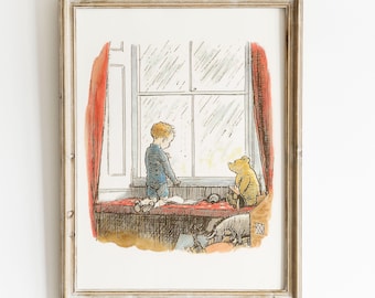 保育園用のレトロなくまのプーさんのイラスト、より良い日を待ってい